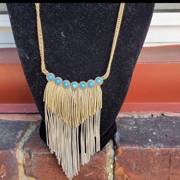 Boho gold fringe‎ necklace NWOT - Picture 8 of 8